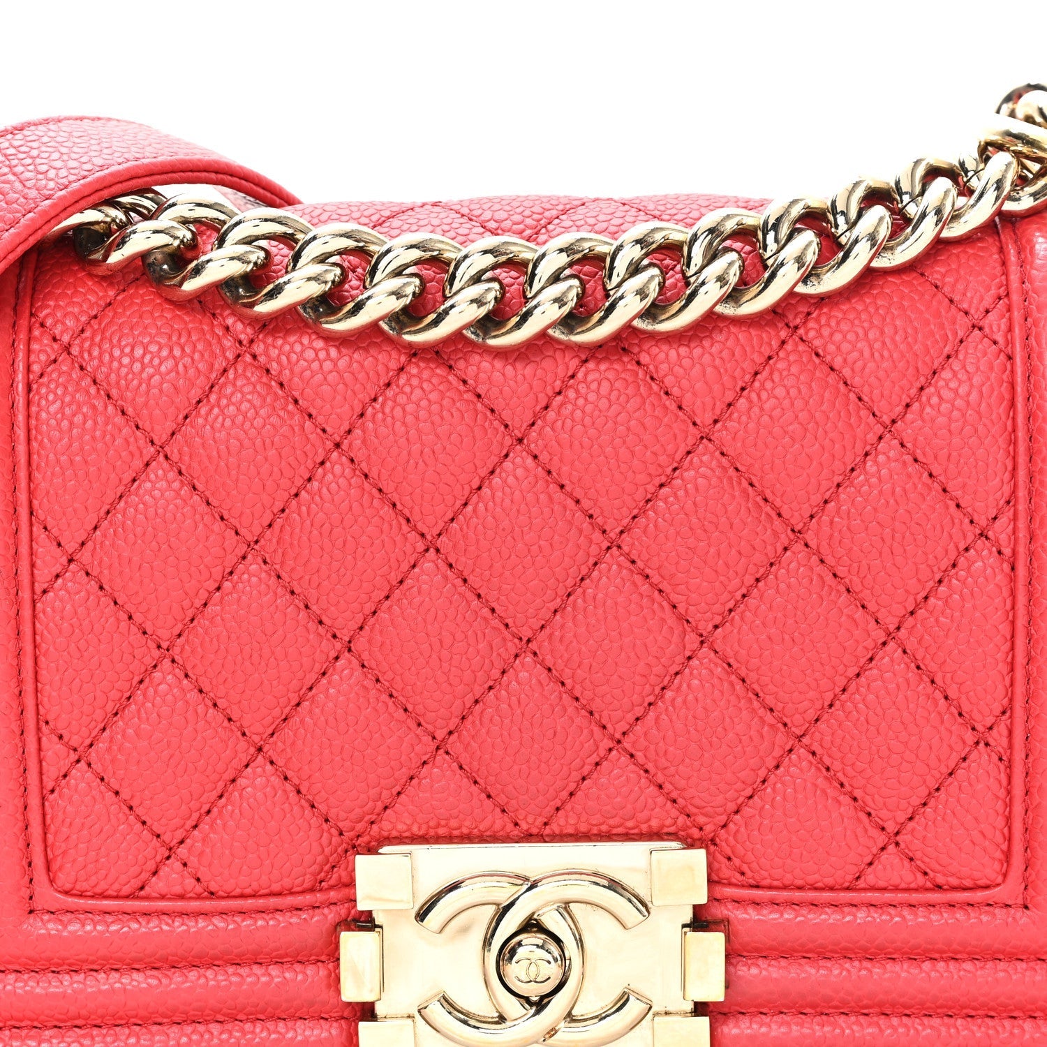 Caviar Quilted Small Boy Flap Red