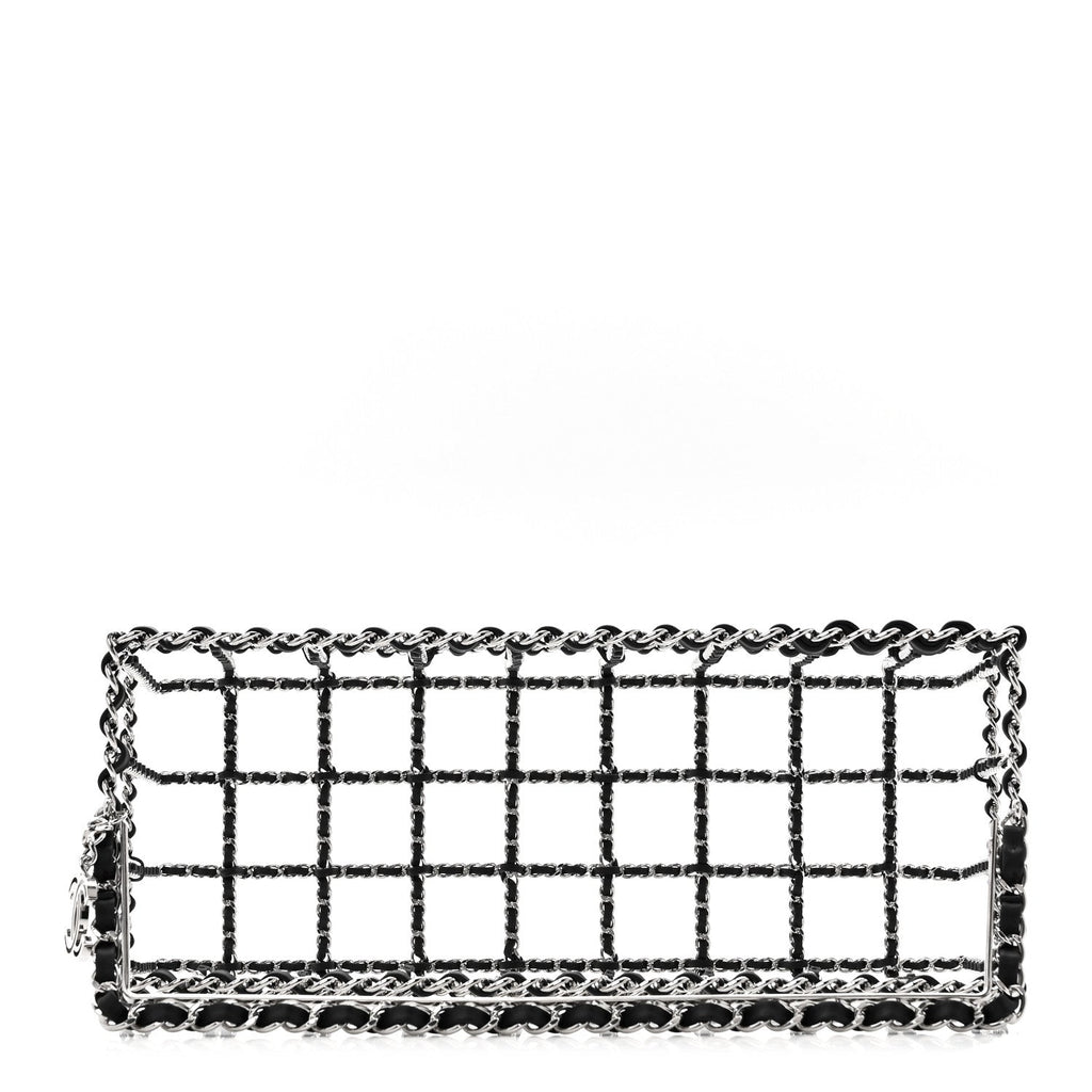 Brass Calfskin Grocery By Chanel Minaudiere Shopping Basket Silver