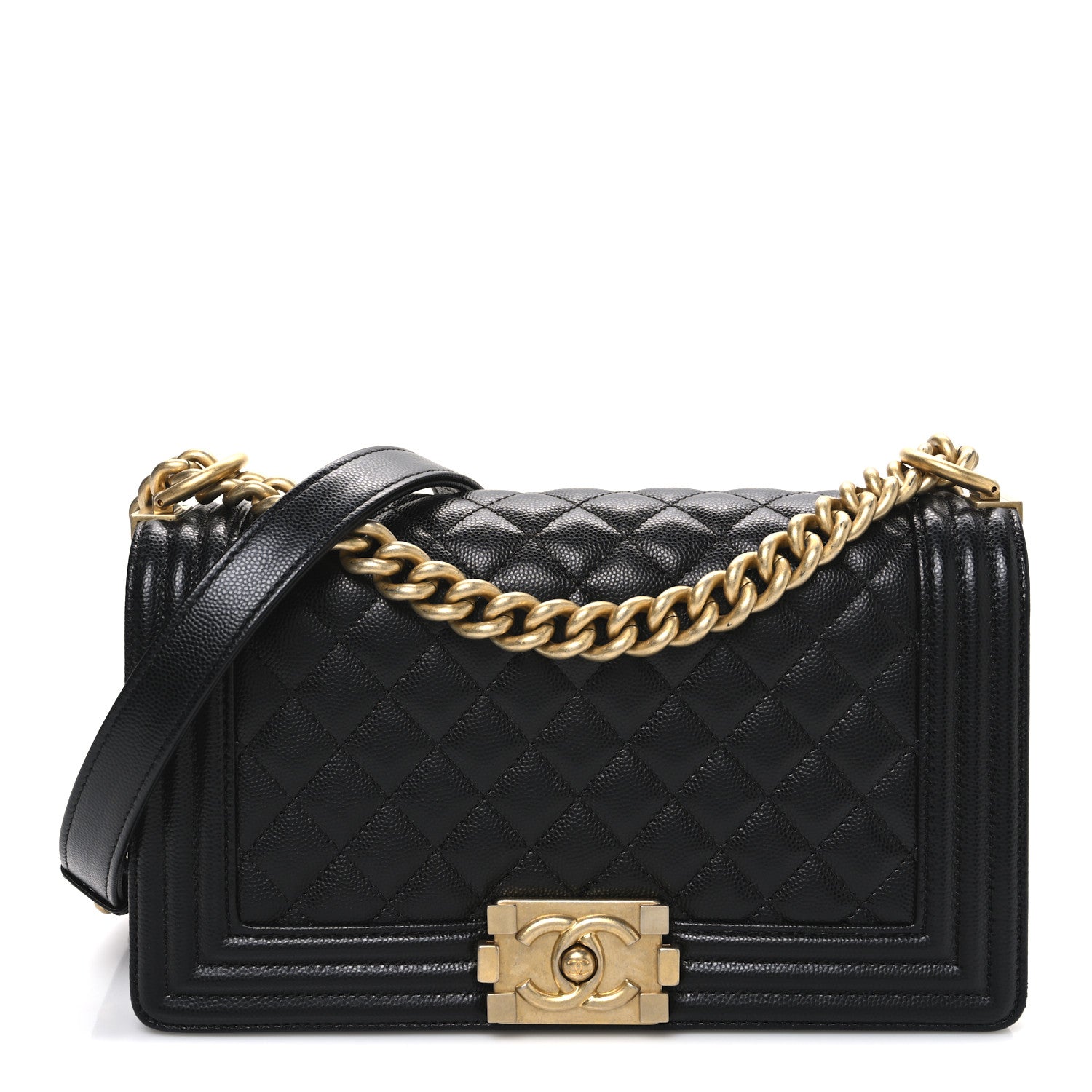 Caviar Quilted Medium Boy Flap Black