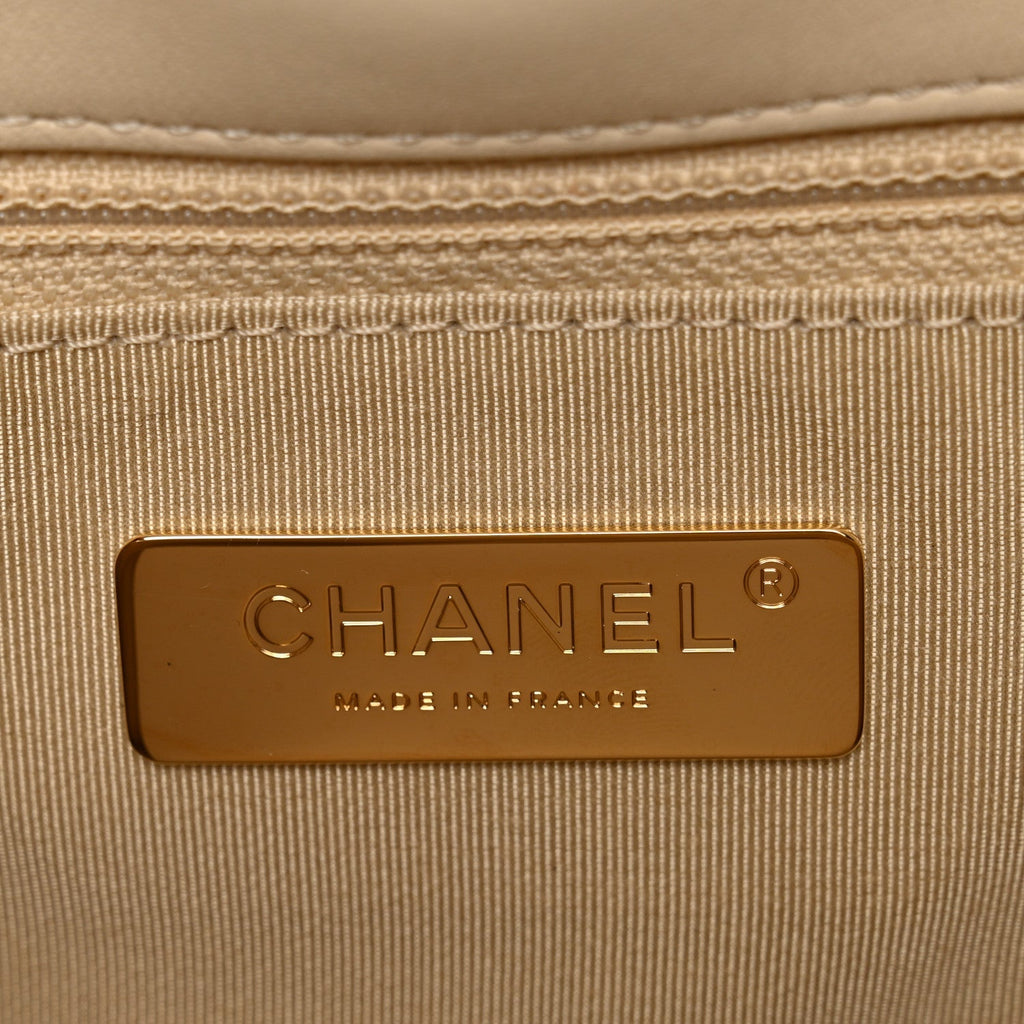 Lambskin Quilted Medium Chanel 19 Flap Beige