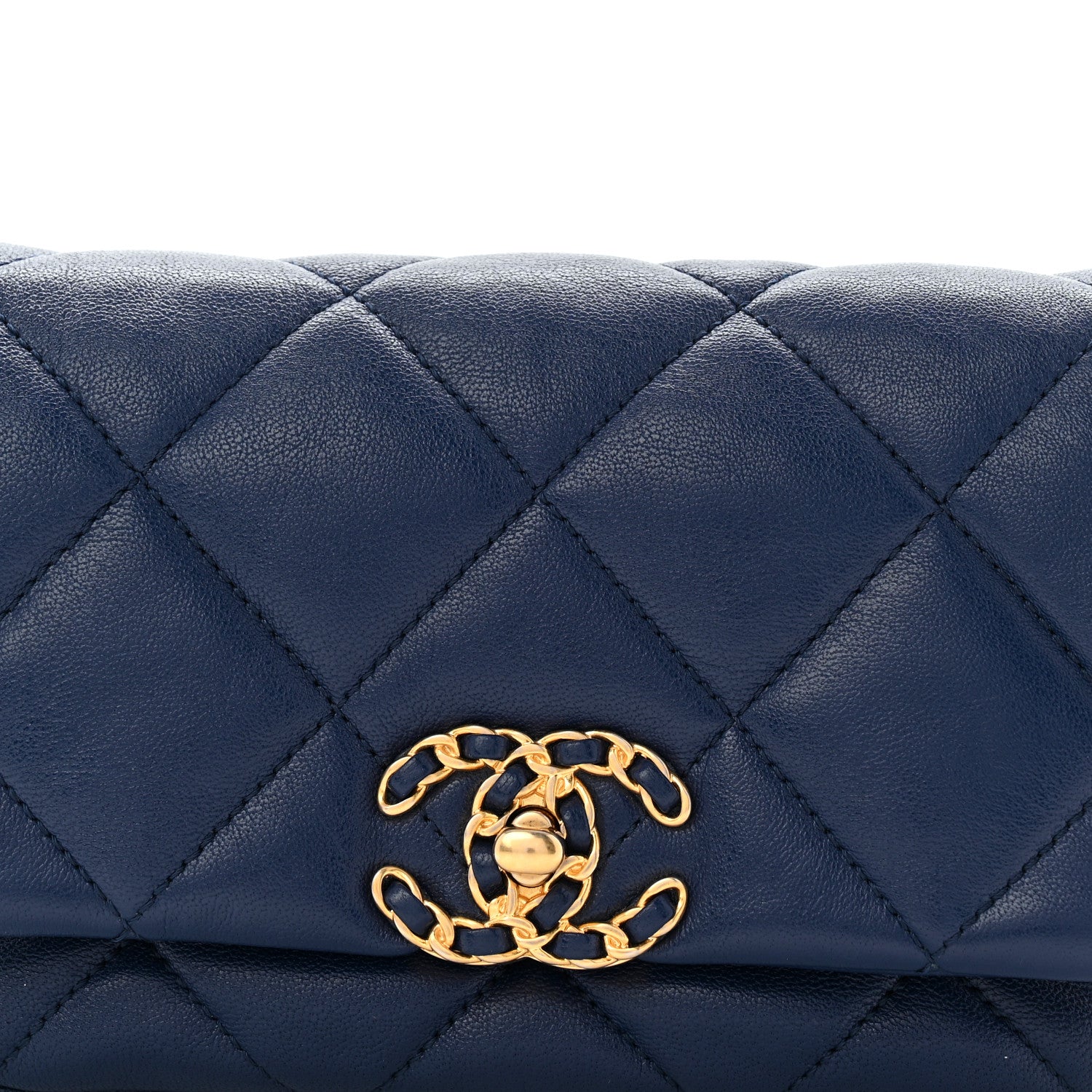 Goatskin Quilted Chanel 19 Waist Bag Dark Blue