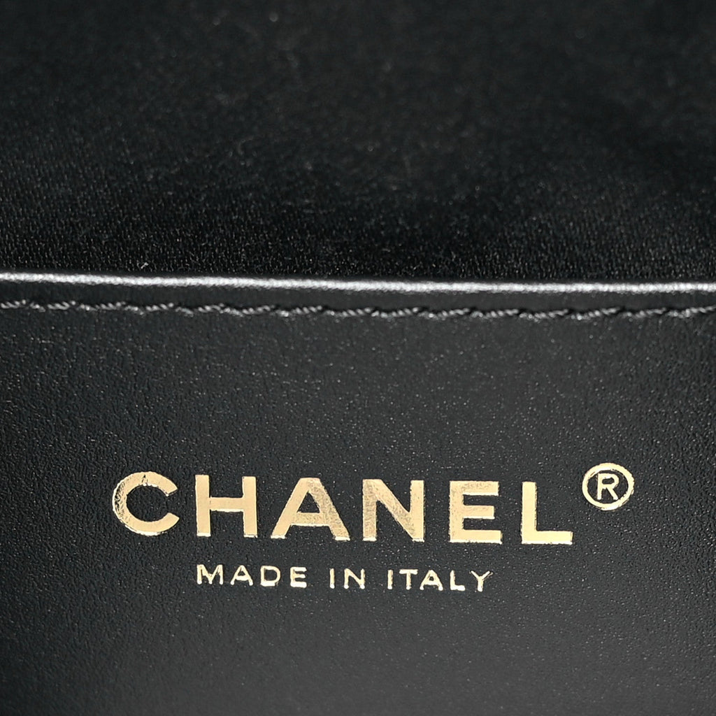 Washed Denim Quilted Mini Chanel 25 Handbag Black