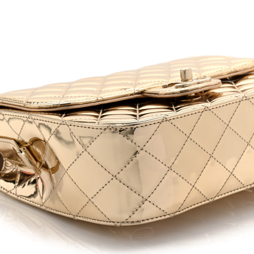 Mirror Calfskin Metallic Calfskin Quilted Hollywood Boulevard Backpack With Coin Purse Gold
