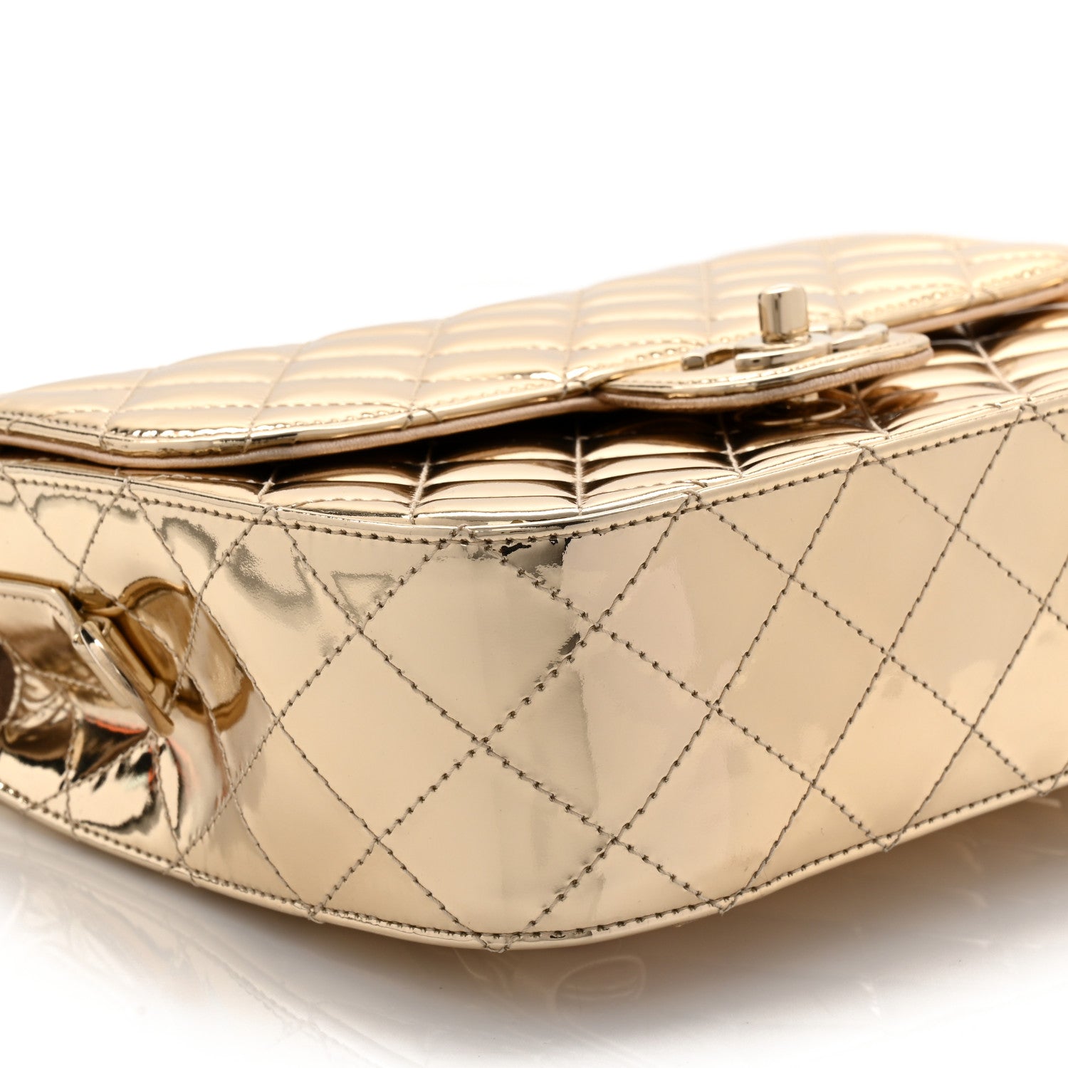 Mirror Calfskin Metallic Calfskin Quilted Hollywood Boulevard Backpack With Coin Purse Gold