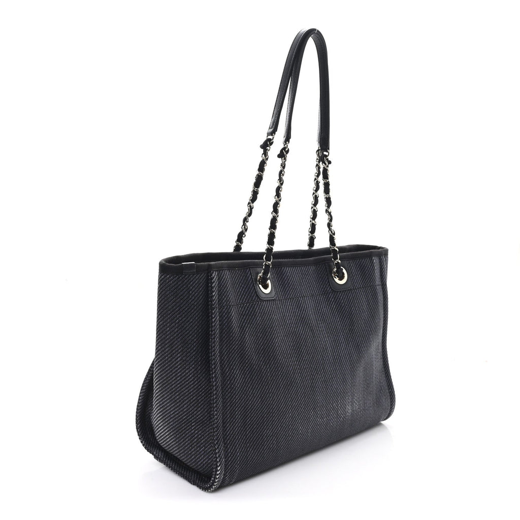 Mixed Fibers Calfskin Small Deauville Tote Black