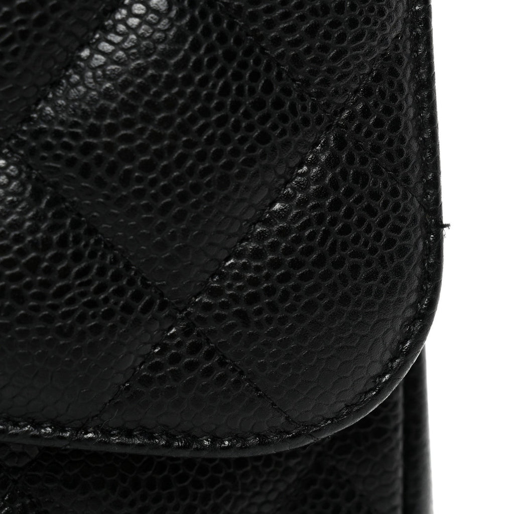 Caviar Quilted Jumbo Double Flap Black