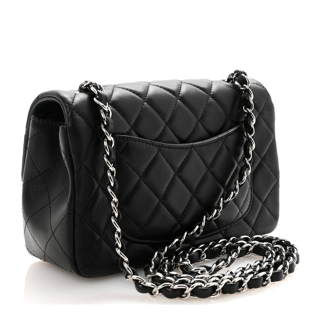 Lambskin Quilted Mini Rectangular Flap Black