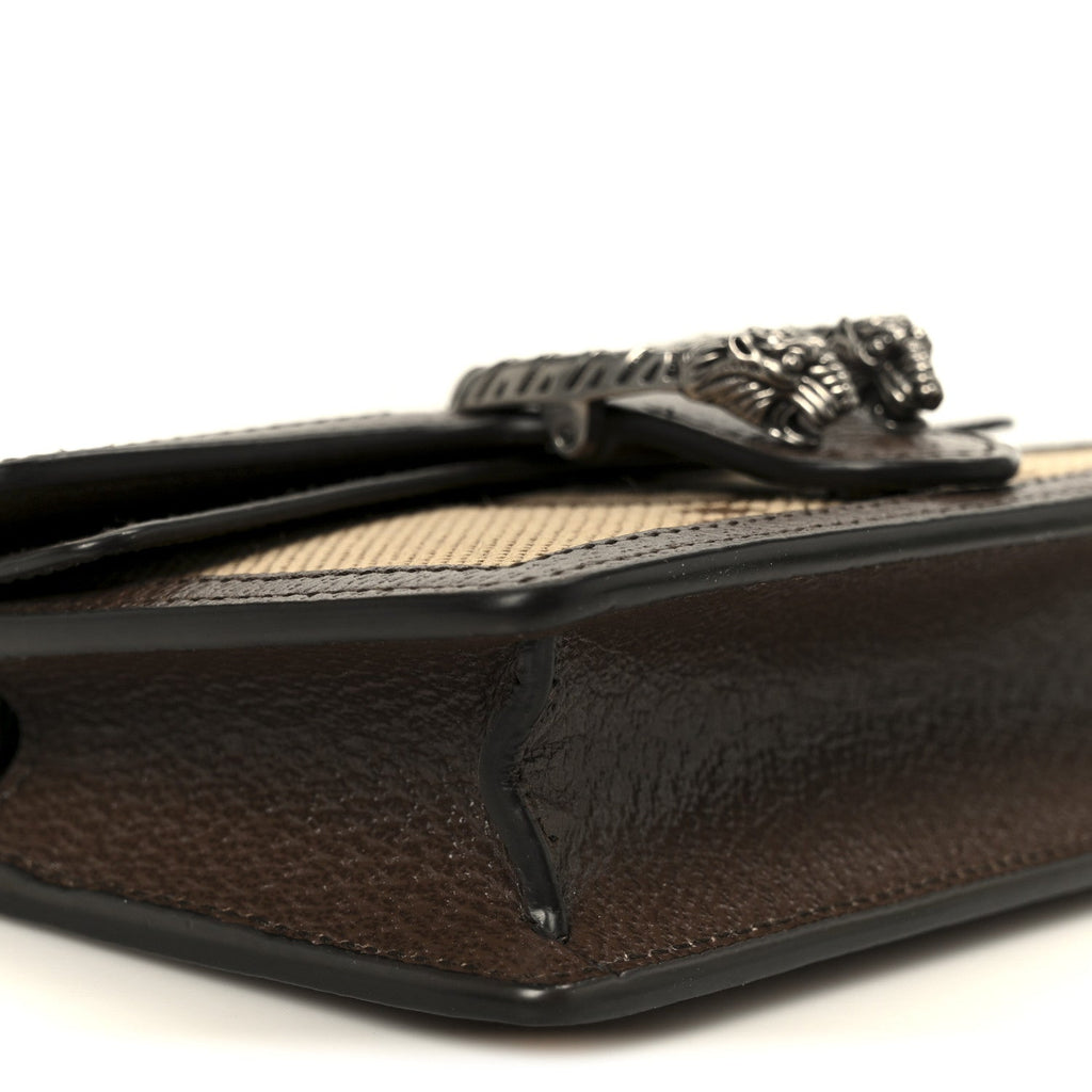 Monogram Jumbo GG Textured Dollar Calfskin Super Mini Dionysus Shoulder Bag Camel Ebony New Acero