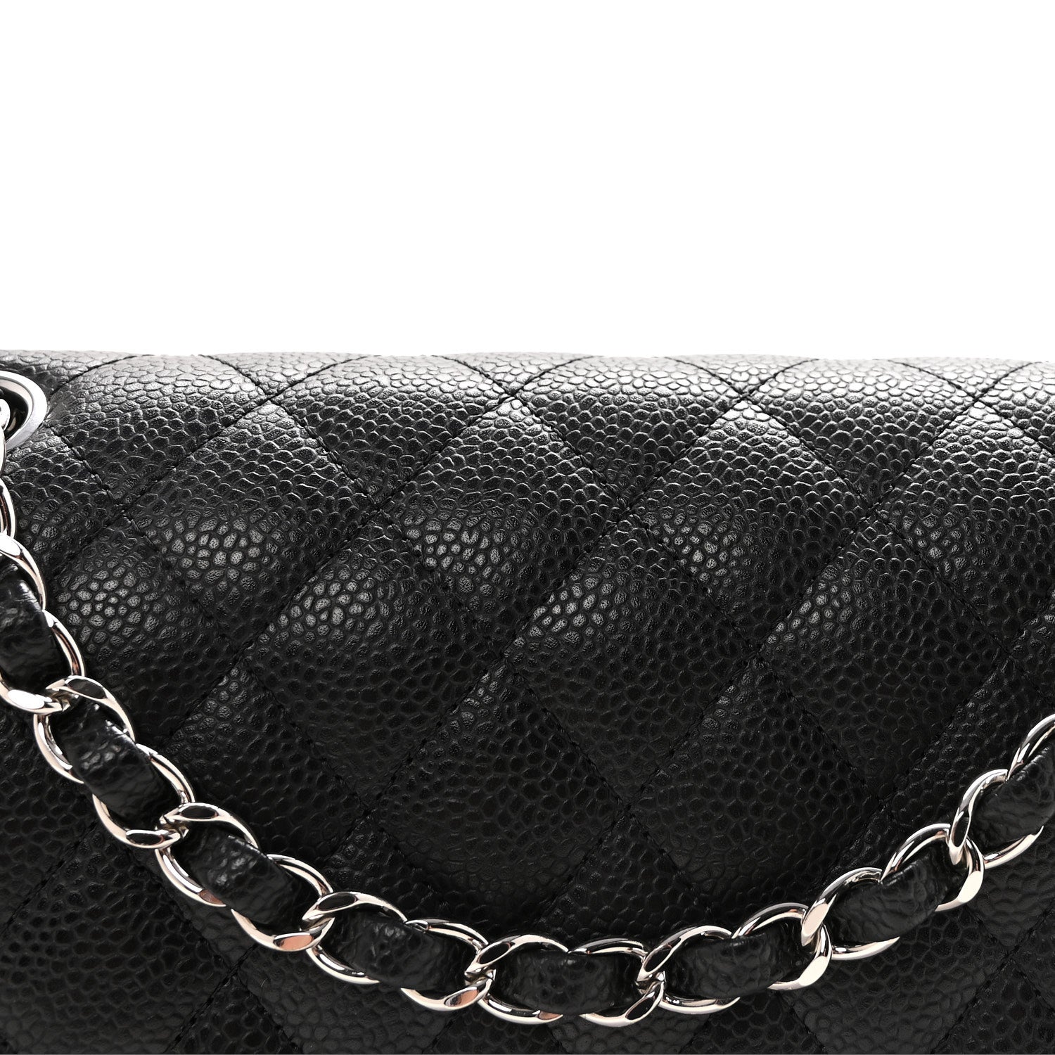 Caviar Quilted Medium Double Flap Black