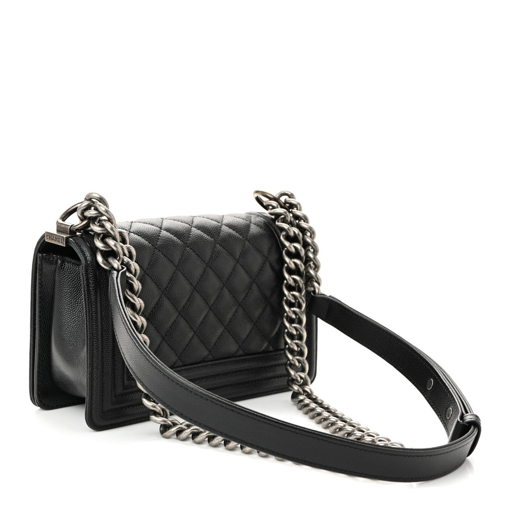 Caviar Quilted Small Boy Flap Black