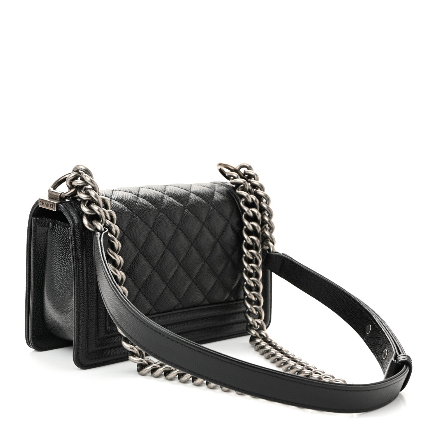 Caviar Quilted Small Boy Flap Black