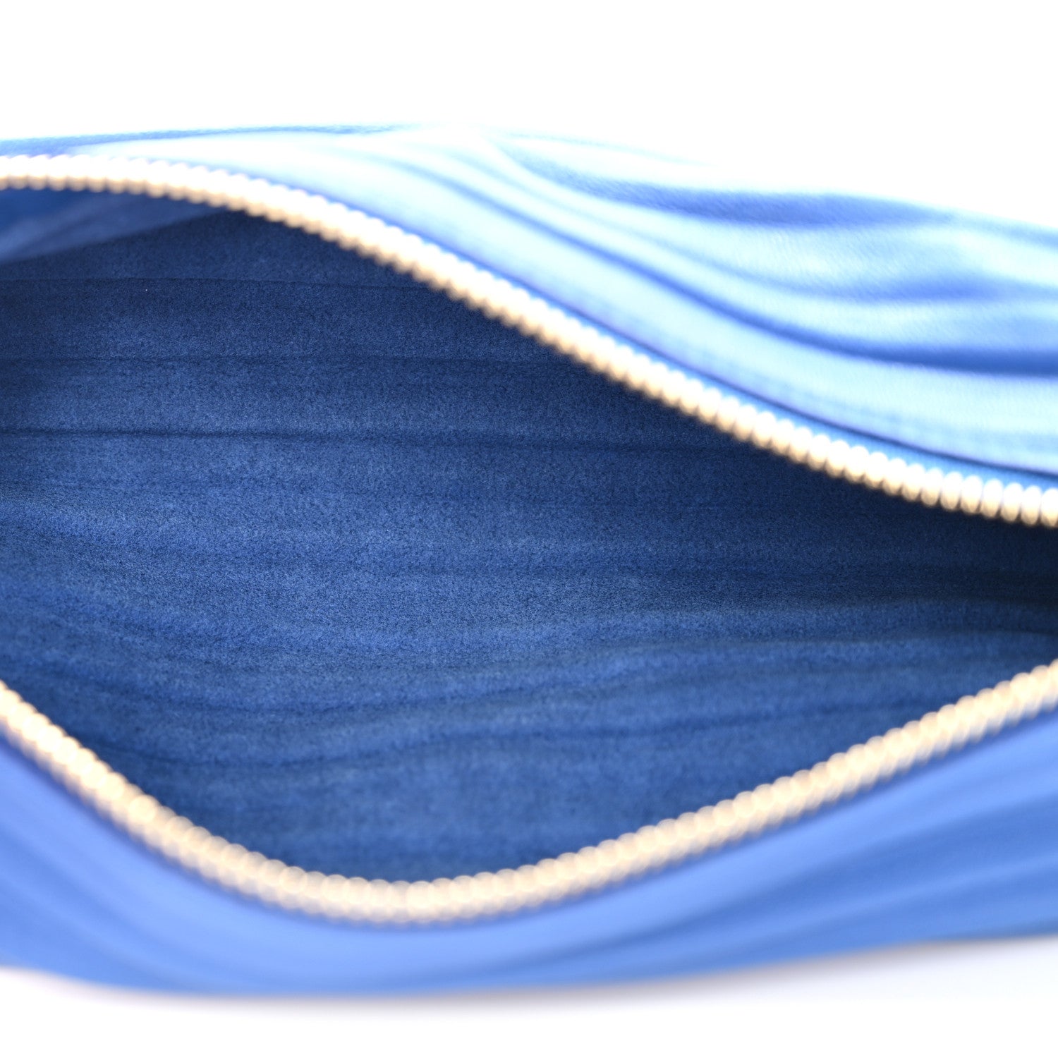 Lambskin Pleated Bracelet Pouch Shoulder Bag Royal Blue