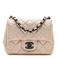 Metallic Lambskin Quilted Mini Square Flap Gold Black