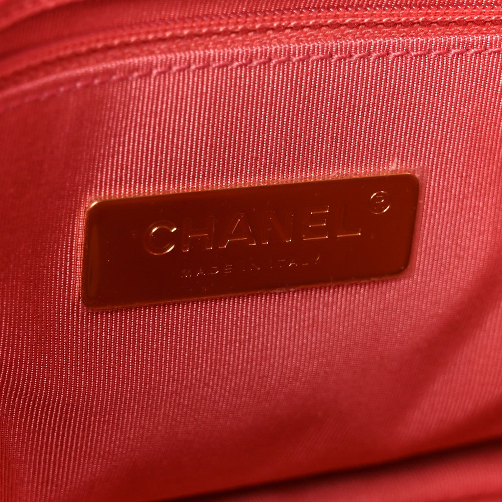 Sequin Quilted Medium Chanel 19 Flap Coral