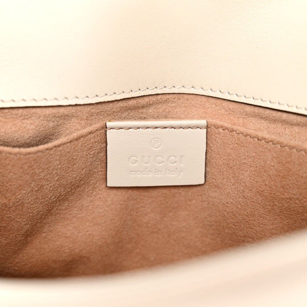 Calfskin Matelasse Mini GG Marmont Shoulder Bag White