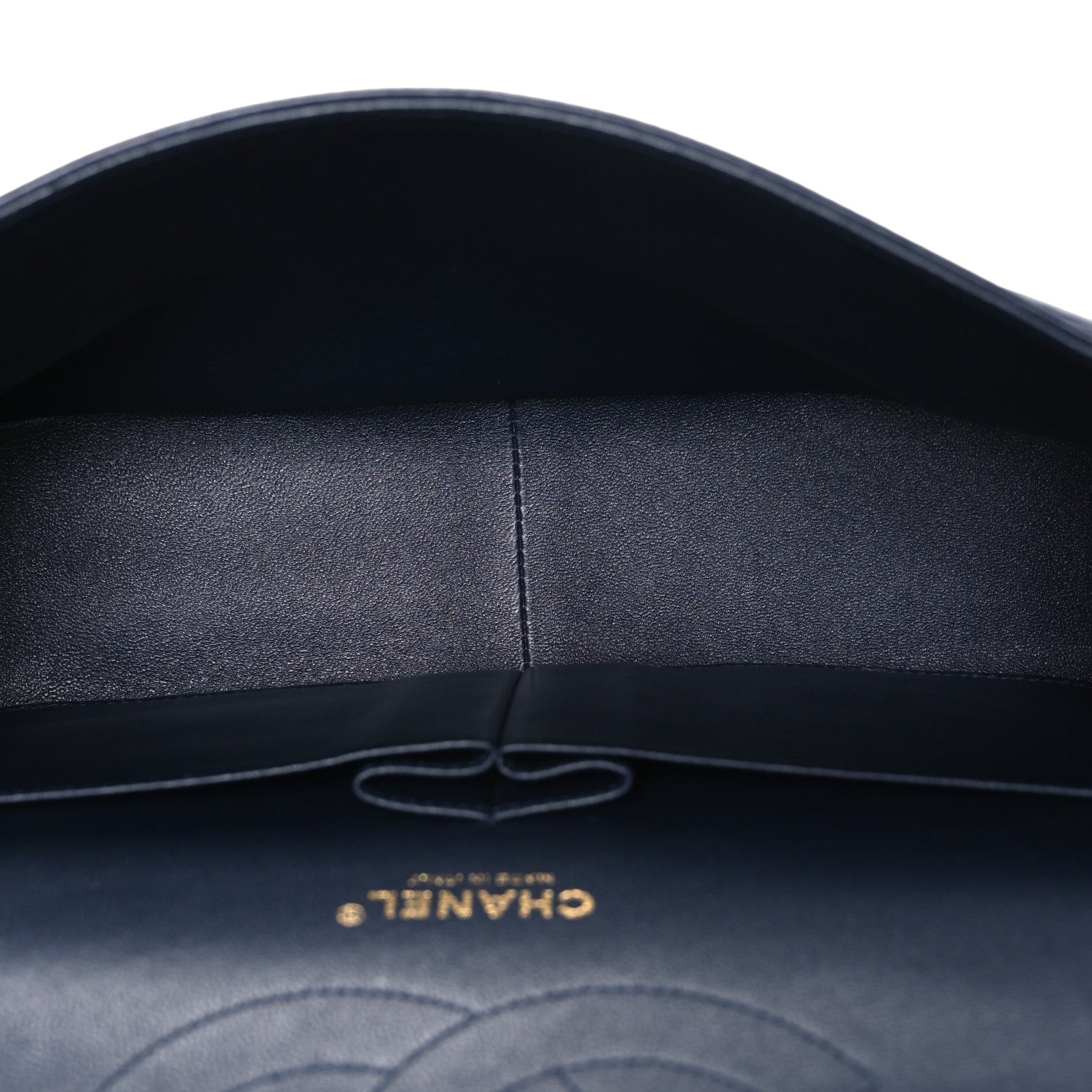 Lambskin Quilted Jumbo Double Flap Navy