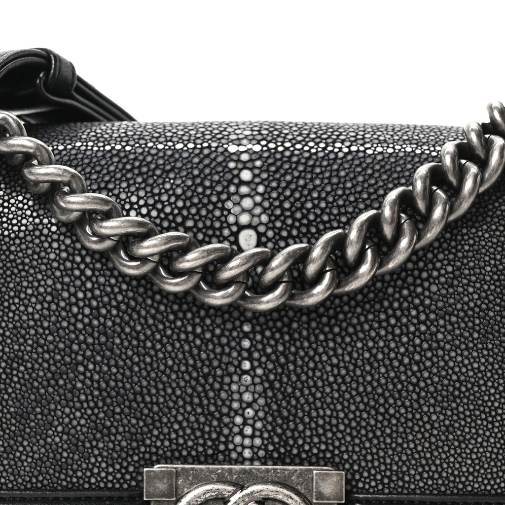 Galuchat Stingray Small Boy Flap Black