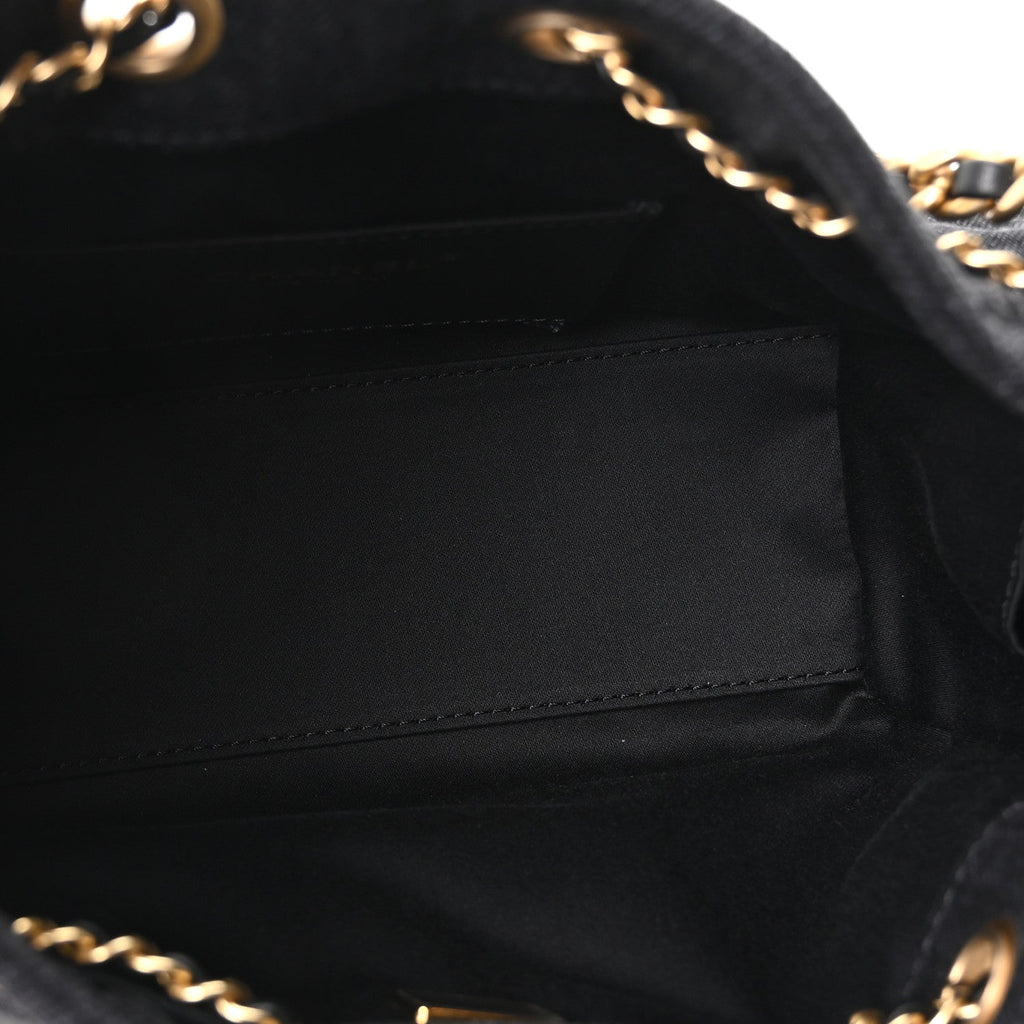 Washed Denim Quilted Mini Chanel 25 Handbag Black