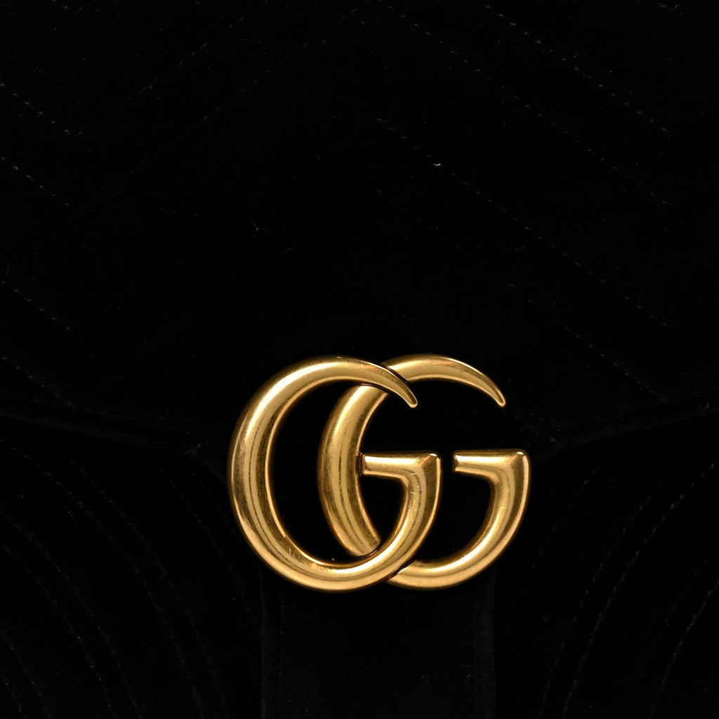 Velvet Matelasse GG Marmont Clutch Black