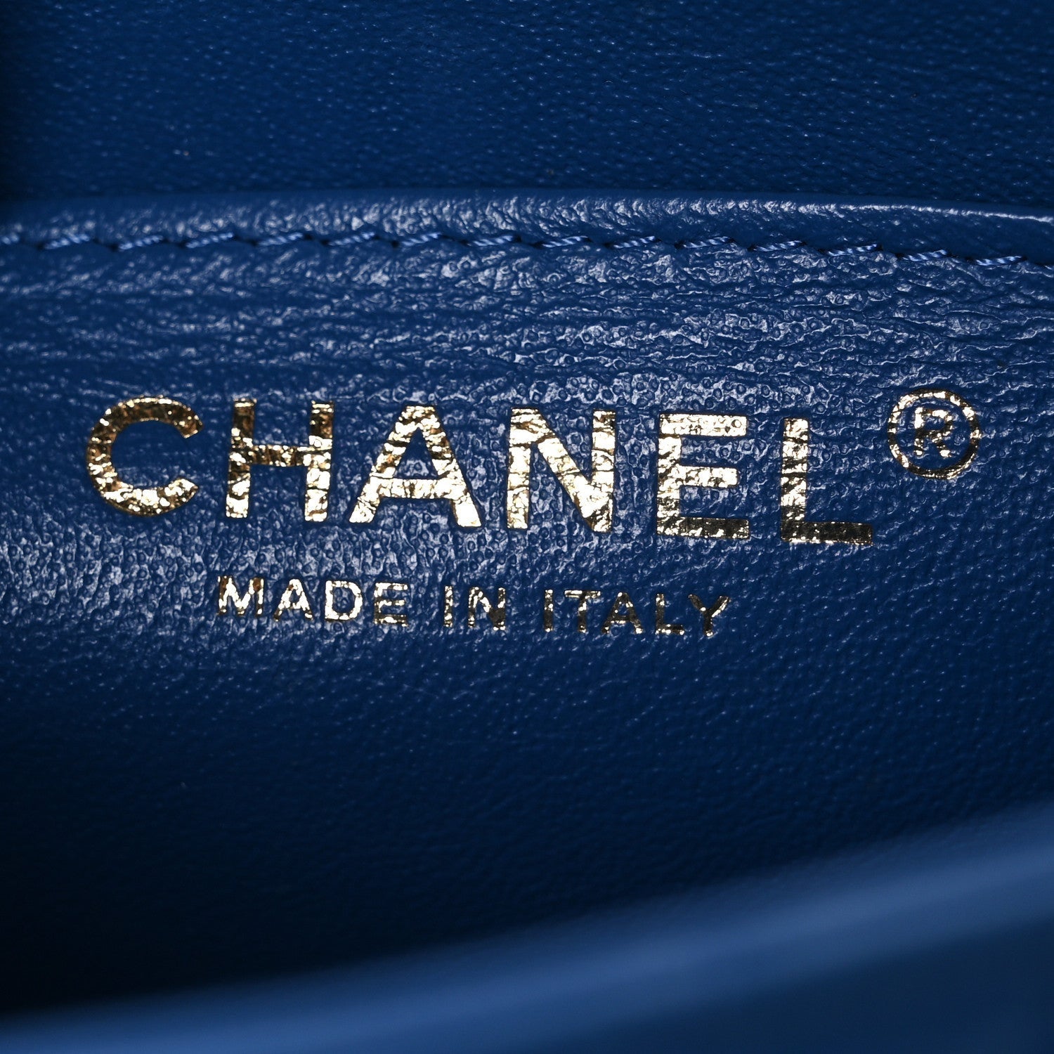 Lambskin Chevron Quilted Mini Square Flap Blue