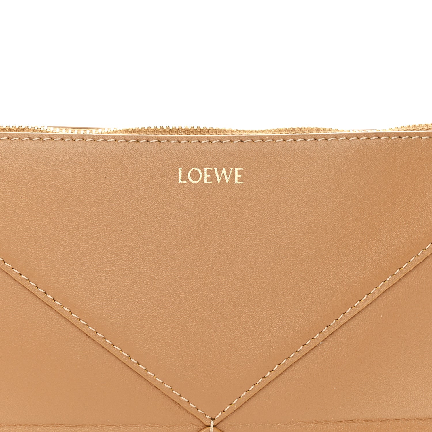 Shiny Calfskin Puzzle Fold Pouch Warm Desert