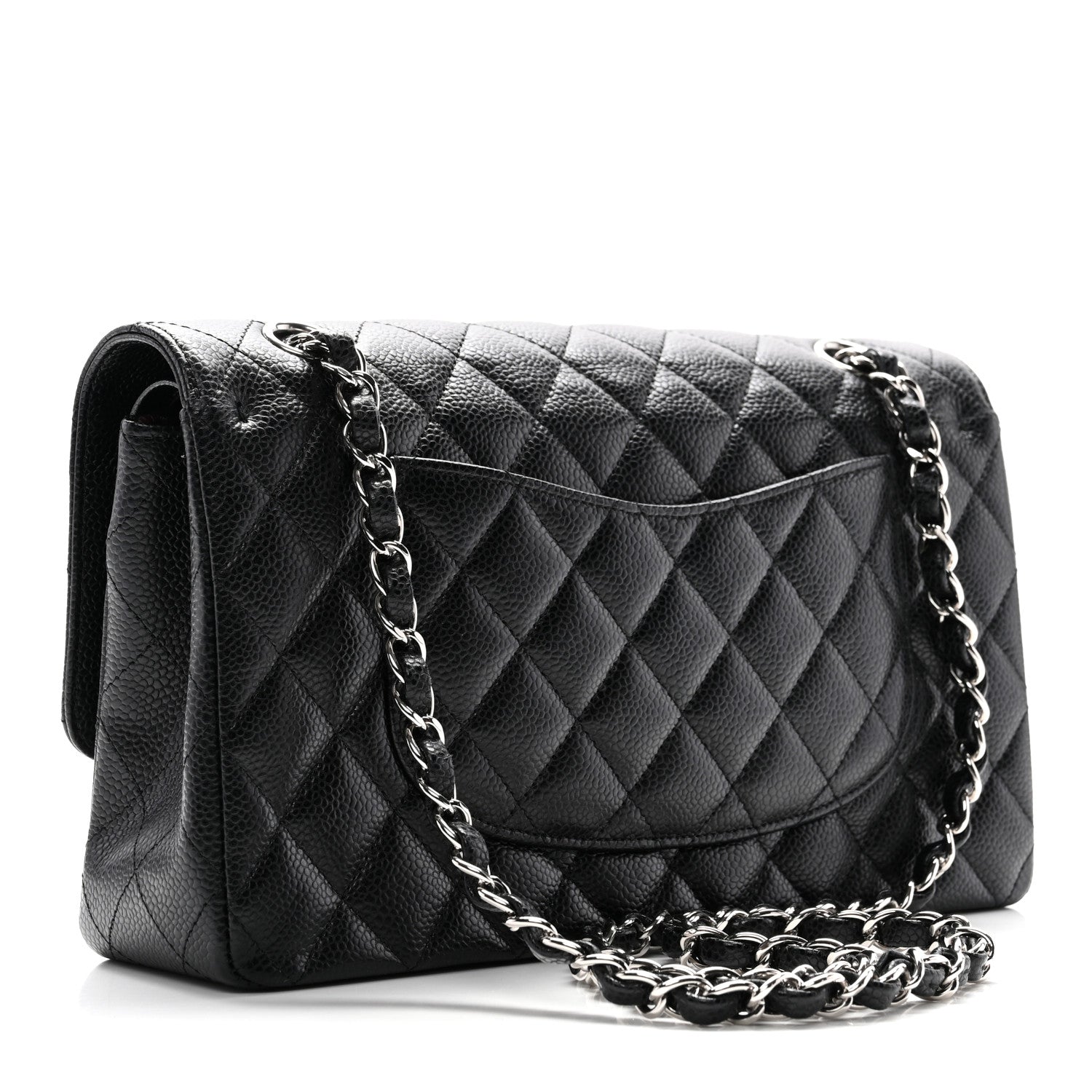 Caviar Quilted Medium Double Flap Black