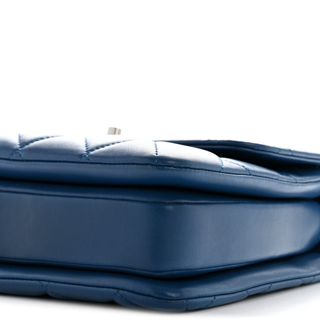 Lambskin Quilted Small Trendy CC Flap Dual Handle Bag Blue