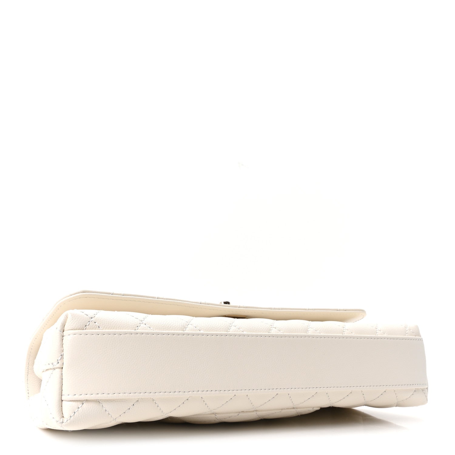 Caviar Quilted Maxi East West Coco Handle Flap White