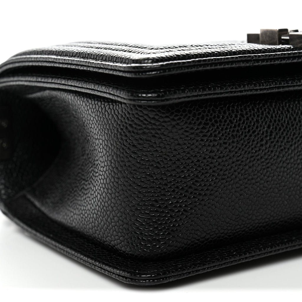Caviar Quilted Small Boy Flap Black