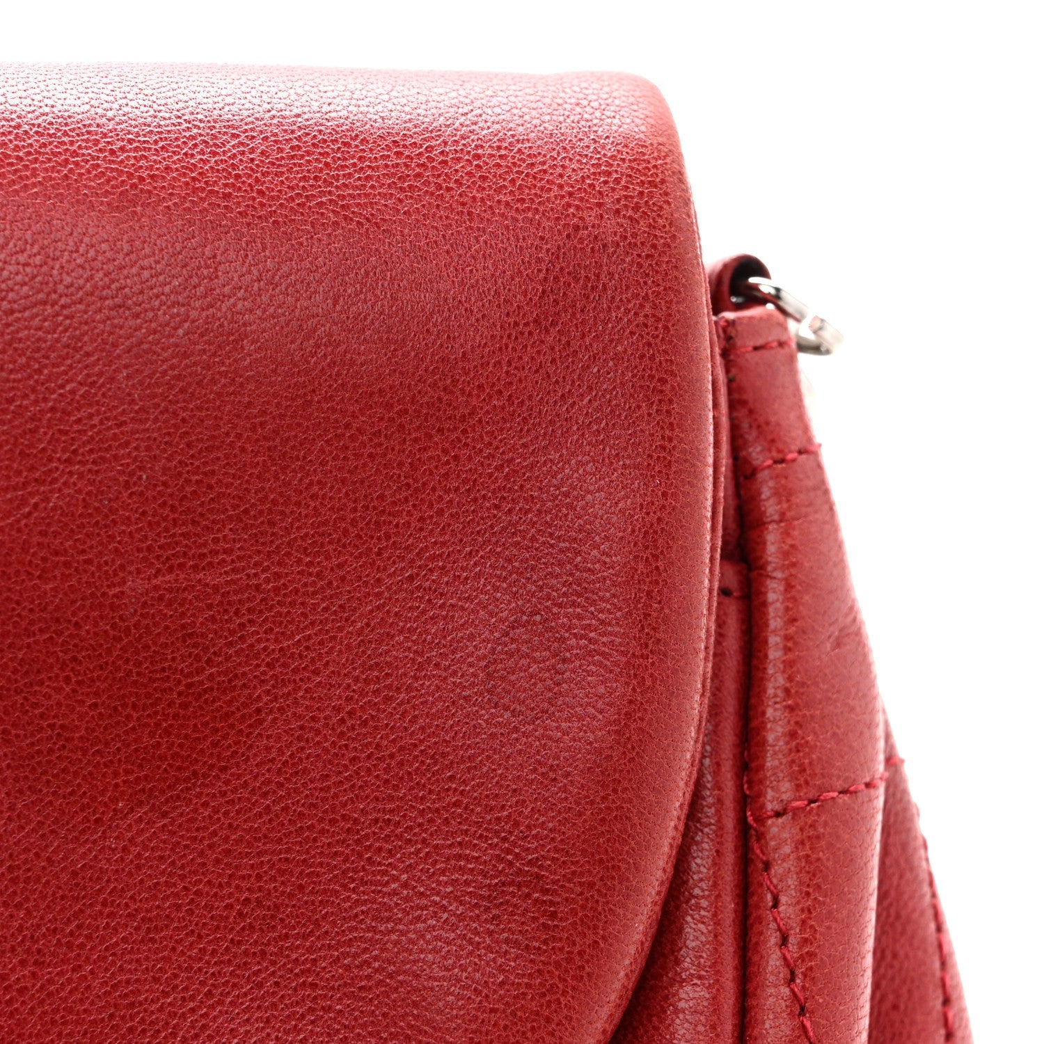 Lambskin Half Moon Wallet On Chain WOC Red