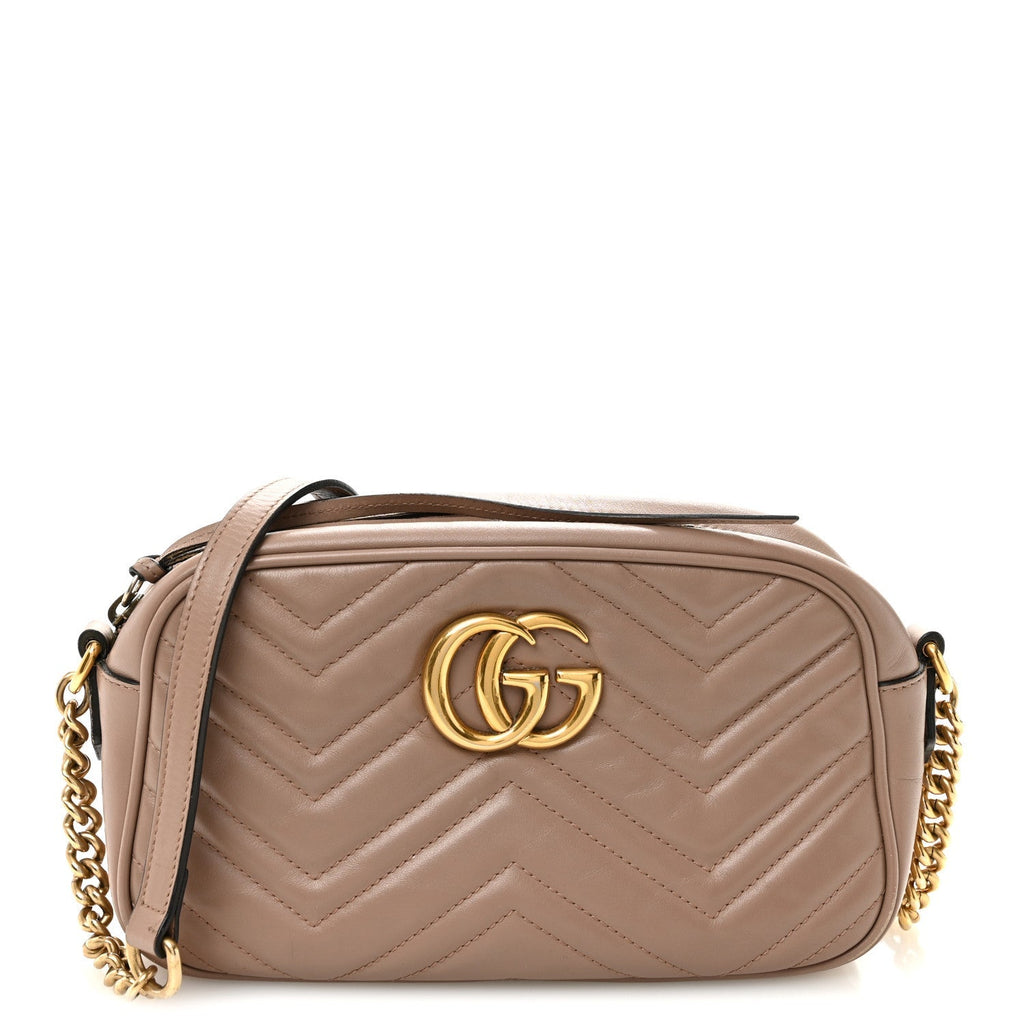 Calfskin Matelasse Small GG Marmont Chain Shoulder Bag Porcelain Rose
