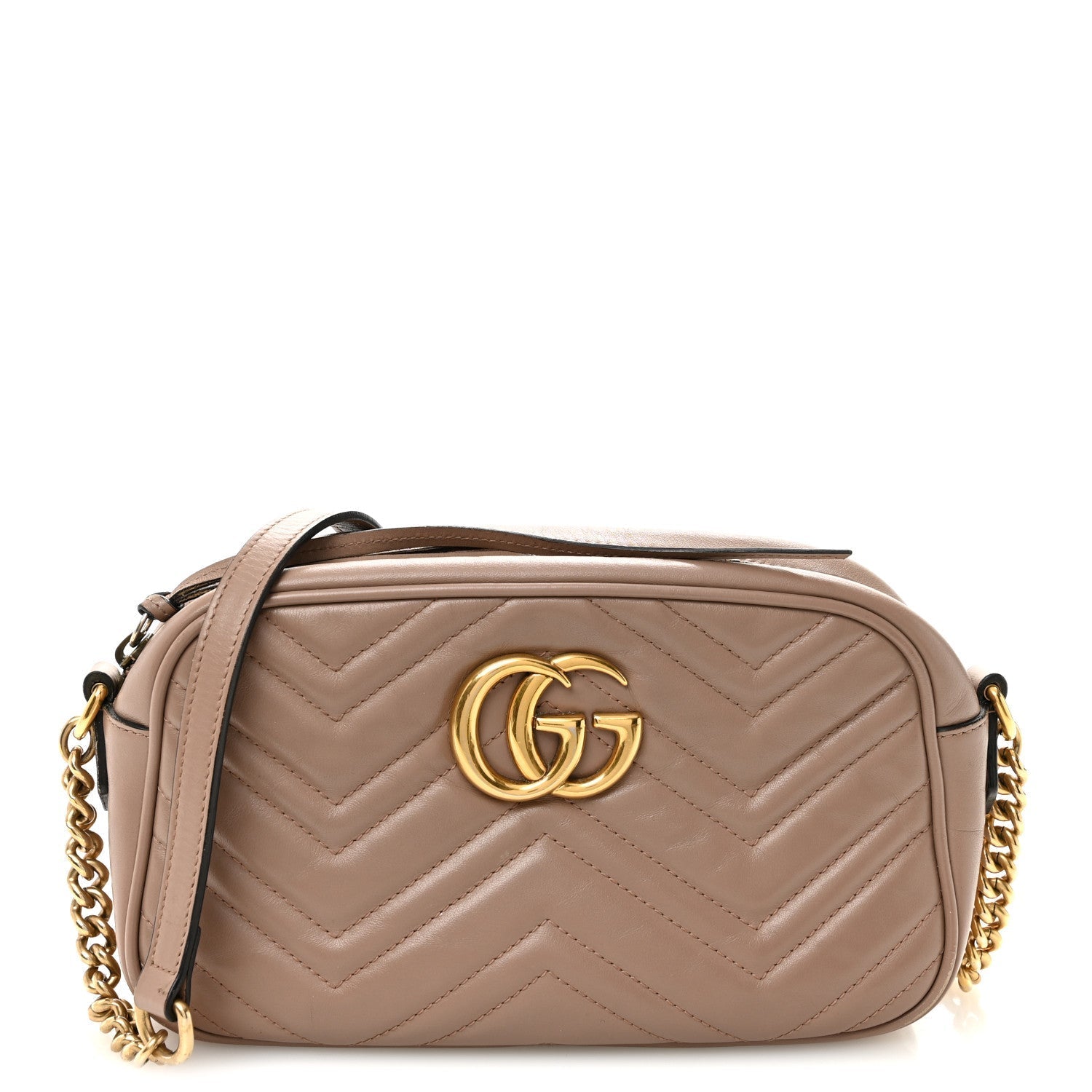 Calfskin Matelasse Small GG Marmont Chain Shoulder Bag Porcelain Rose