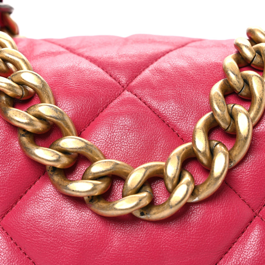 Goatskin Quilted Large Chanel 19 Flap Pink