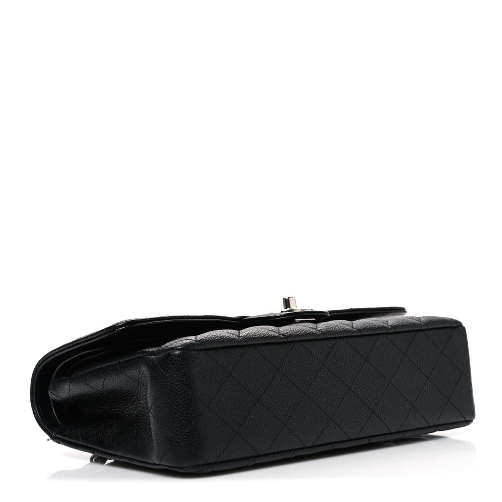 Caviar Quilted Medium Double Flap Black
