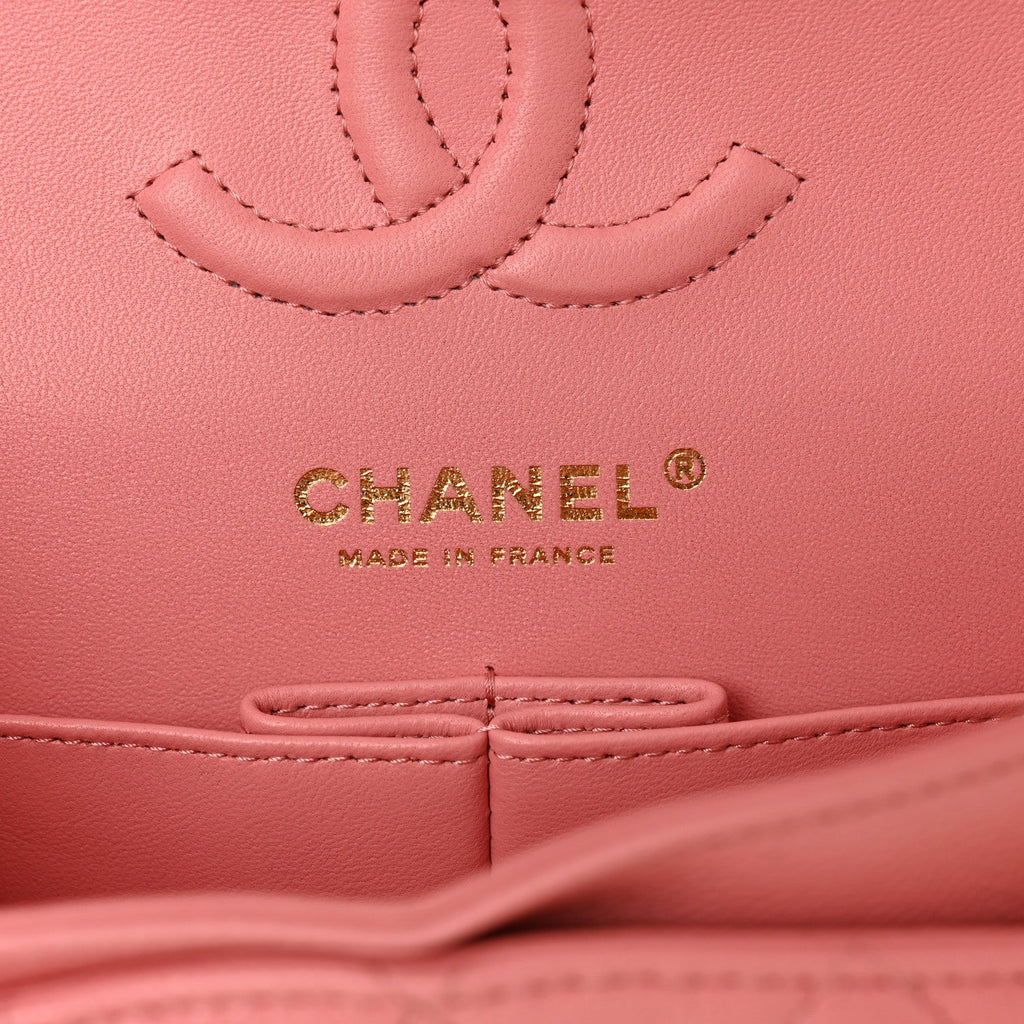 Caviar Quilted Small Double Flap Light Pink