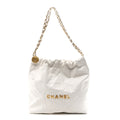 Shiny Calfskin Quilted Small Chanel 22 White