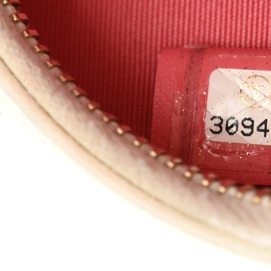 Lambskin Quilted Chanel 19 Round Clutch With Chain White