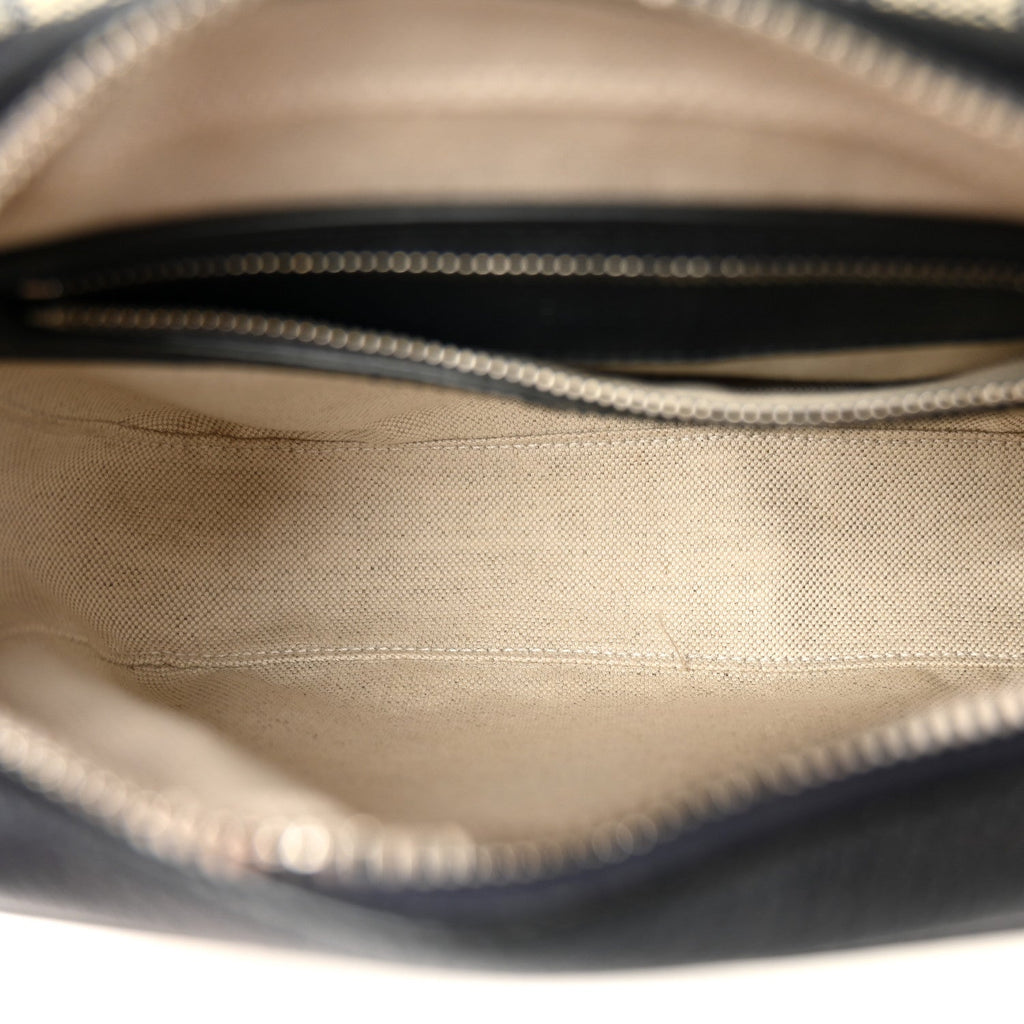 GG Supreme Monogram Textured Dollar Calfskin Web Studded Mini Ophidia Flap Shoulder Bag Beige Blue