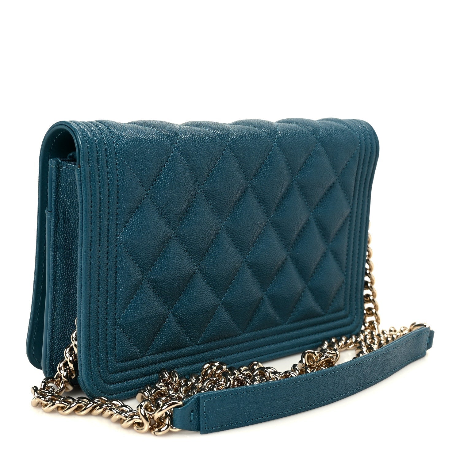 Caviar Quilted Boy Wallet On Chain WOC Blue