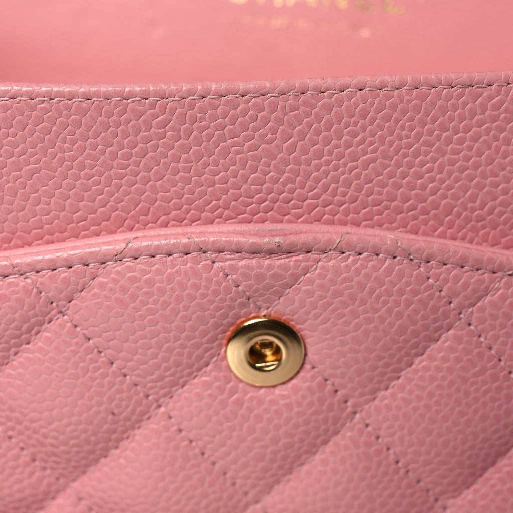 Caviar Quilted Medium Double Flap Pink