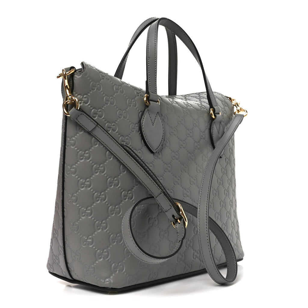 Guccissima Linea A Foldover Tote Storm Grey