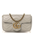 Calfskin Matelasse Super Mini GG Marmont Shoulder Bag Grey