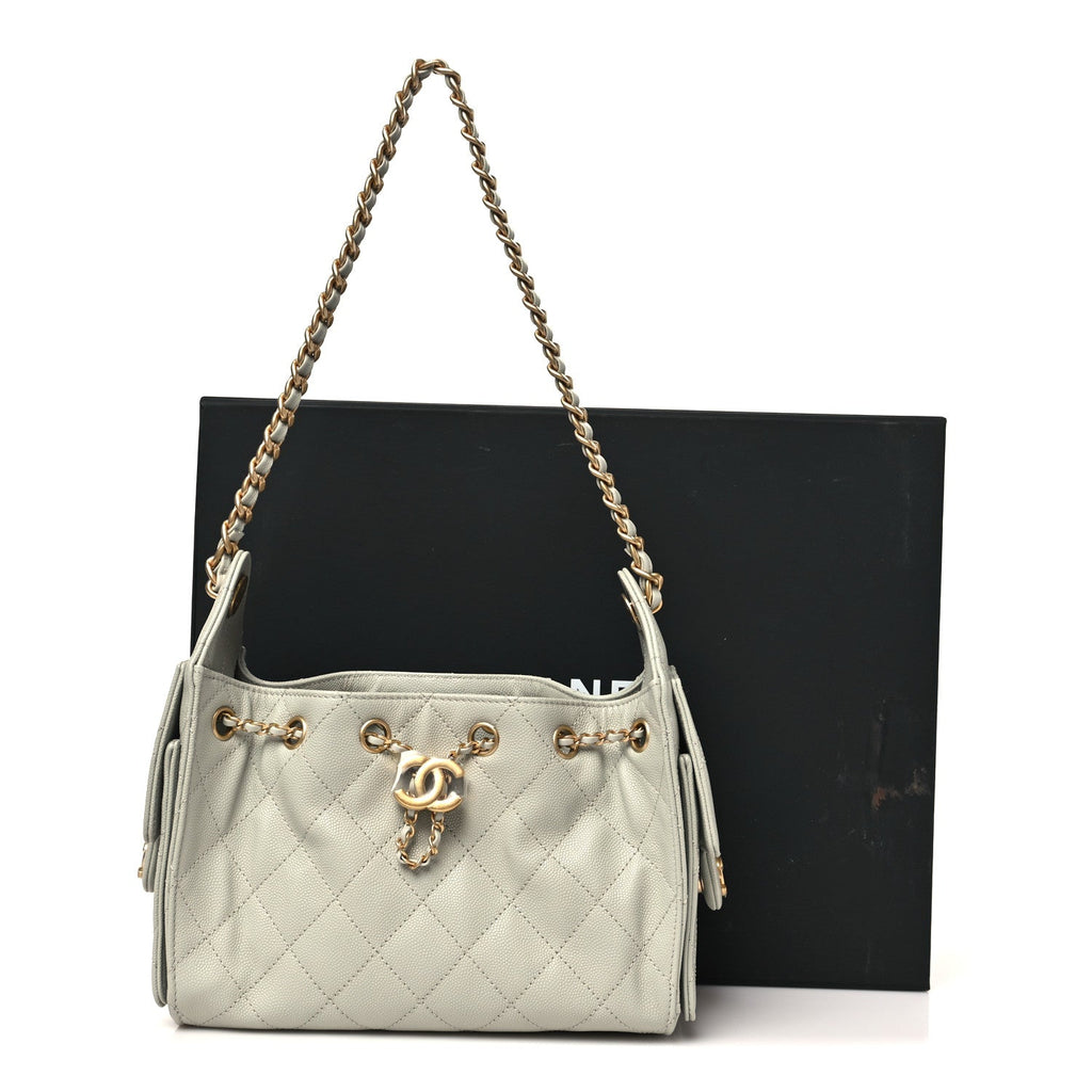 Caviar Quilted Mini Chanel 25 Handbag Light Green