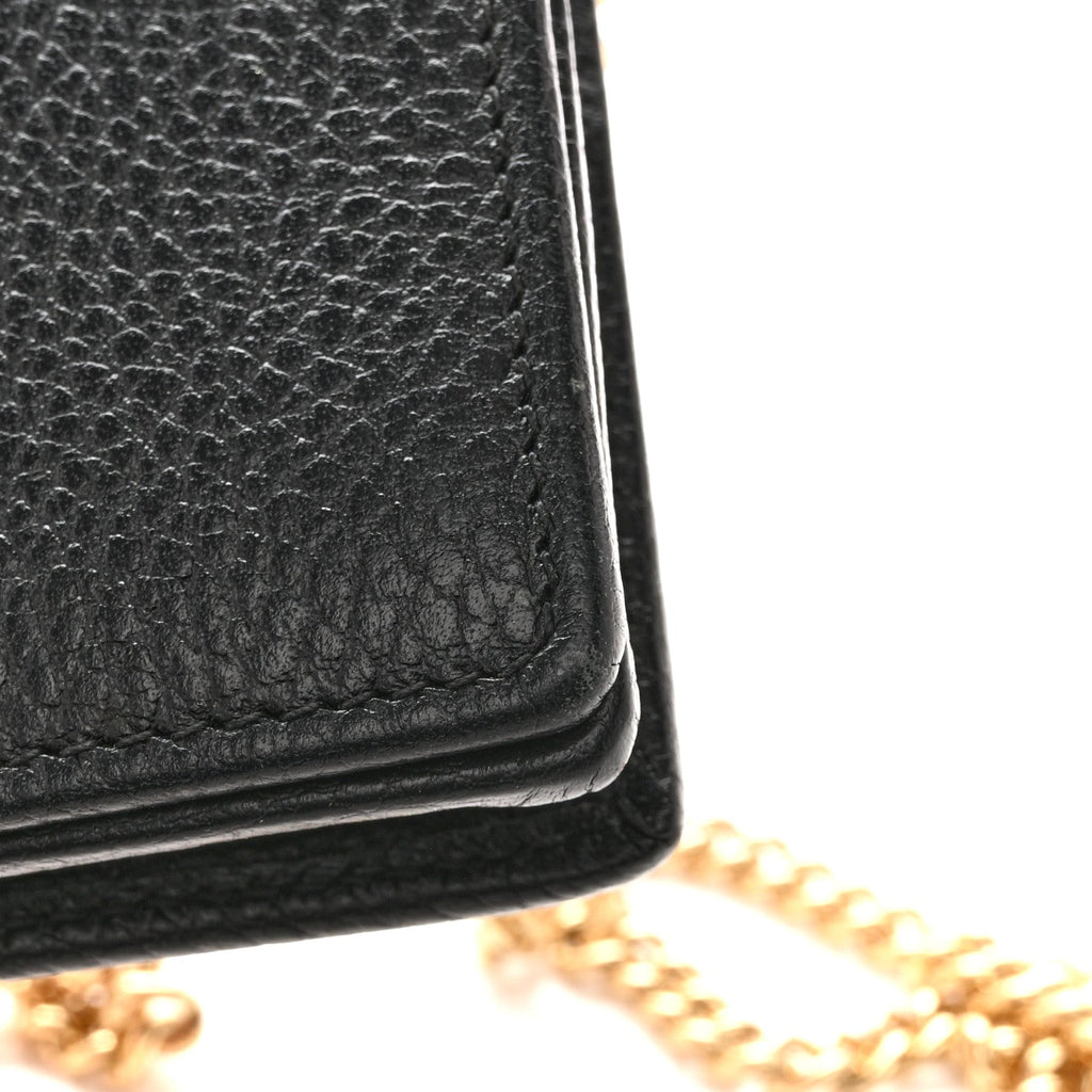 Dollar Calfskin Mini GG Marmont Chain Wallet Black