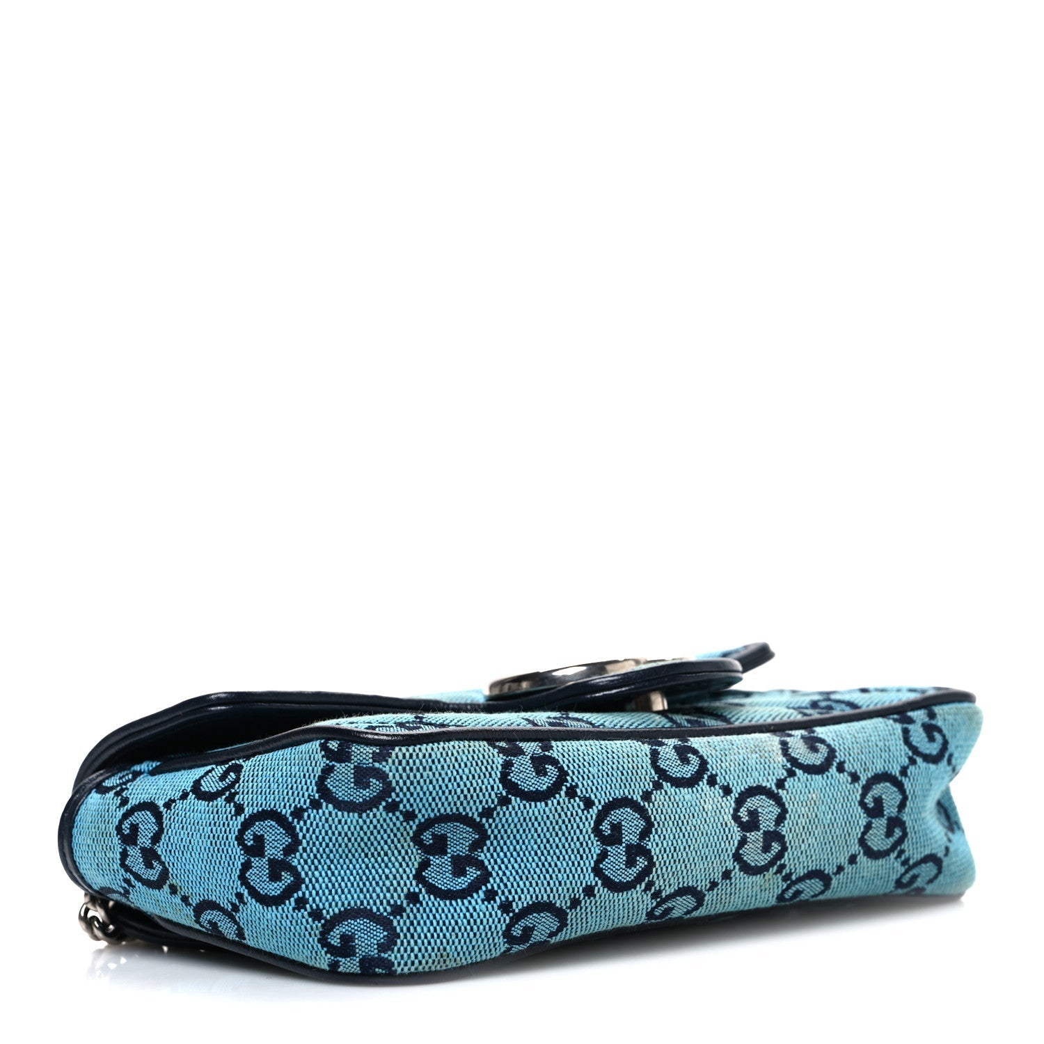 Monogram Multicolor Matelasse Diagonal Super Mini GG Marmont Shoulder Bag Light Blue