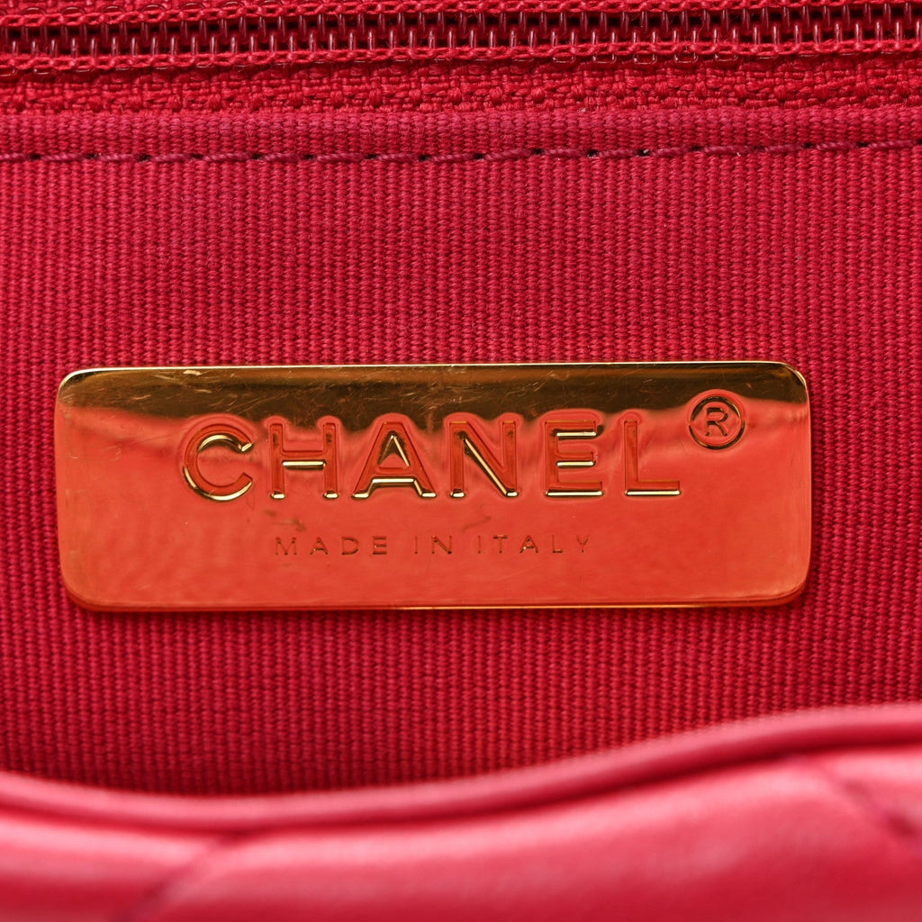 Lambskin Quilted Medium Chanel 19 Flap Dark Pink