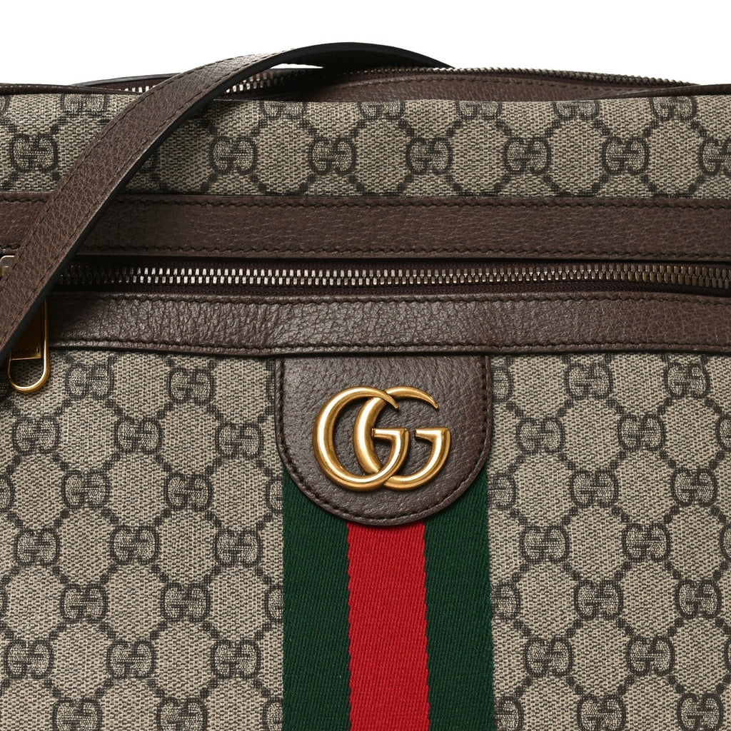 GG Supreme Monogram Web Medium Ophidia Messenger Bag Brown