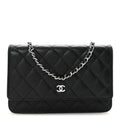 Caviar Quilted Wallet on Chain WOC Black