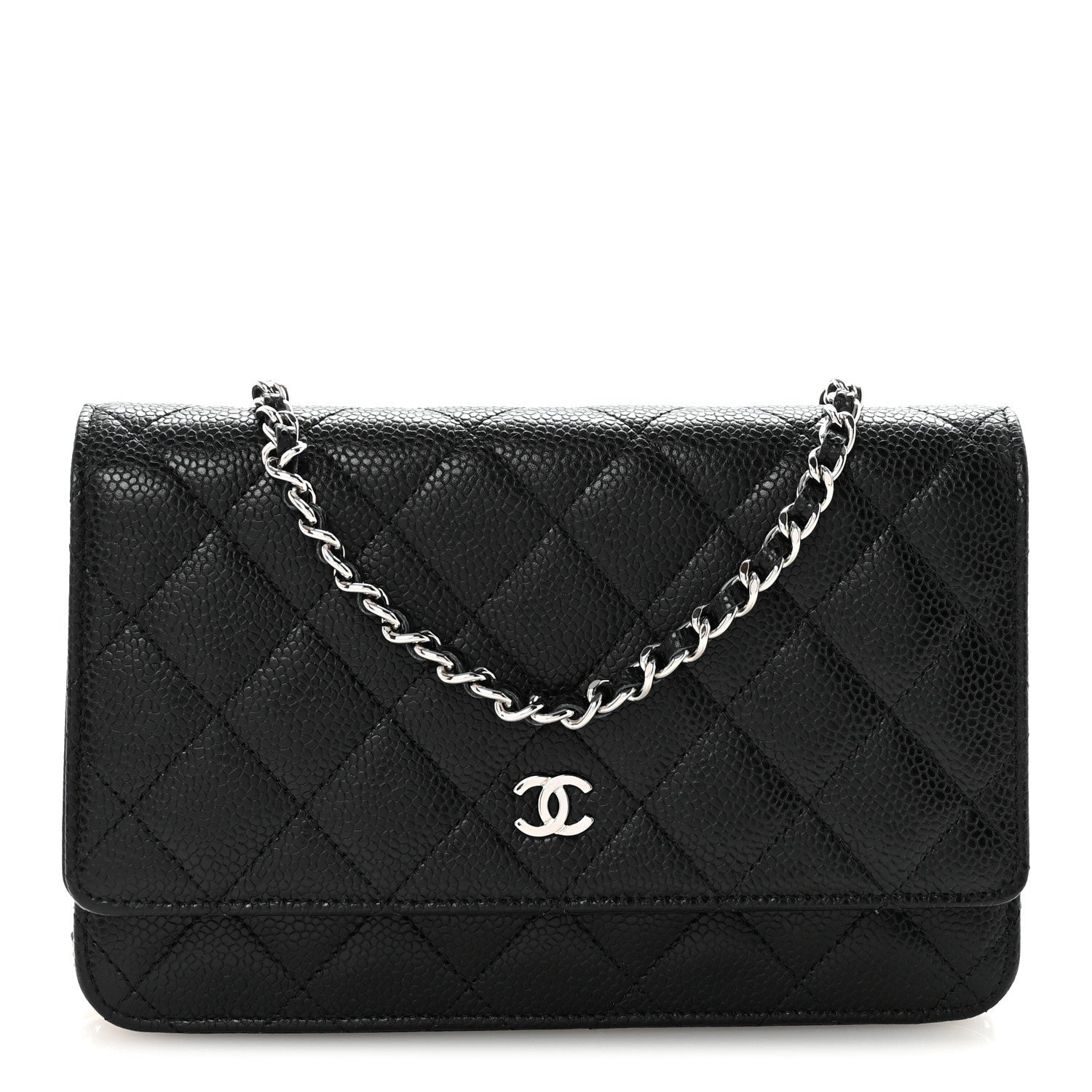 Caviar Quilted Wallet on Chain WOC Black