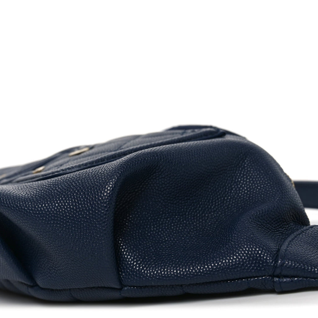Caviar Quilted Filigree Waist Bag Blue